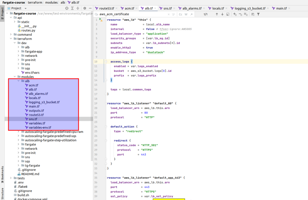 ALB Terraform module files physical structure